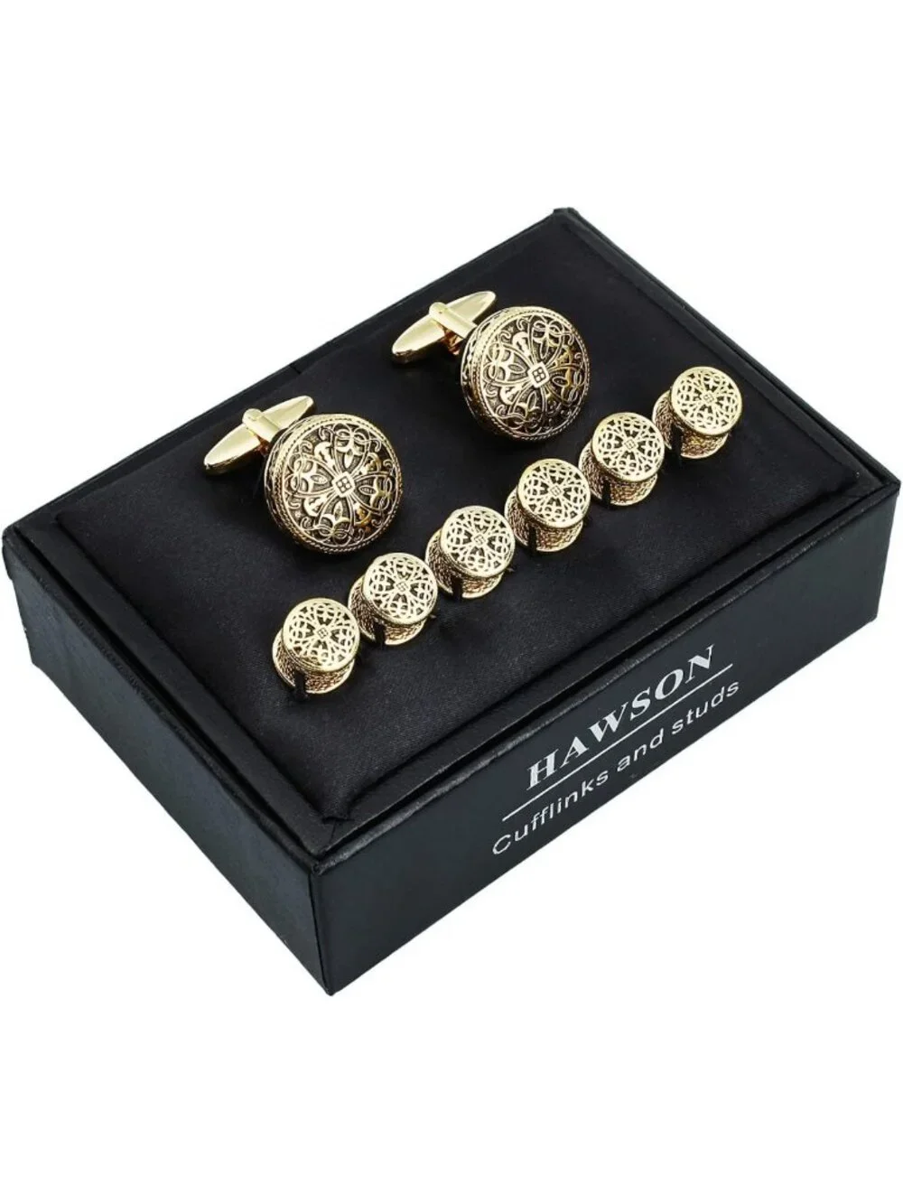 Elegant Gold Cufflinks & Tuxedo Studs Set for Men - Perfect Gift for Weddings